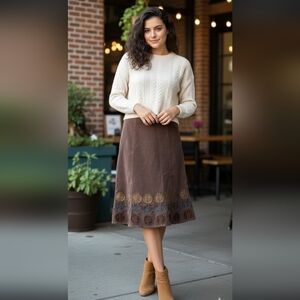 Boden Corduroy Applique A Line Skirt